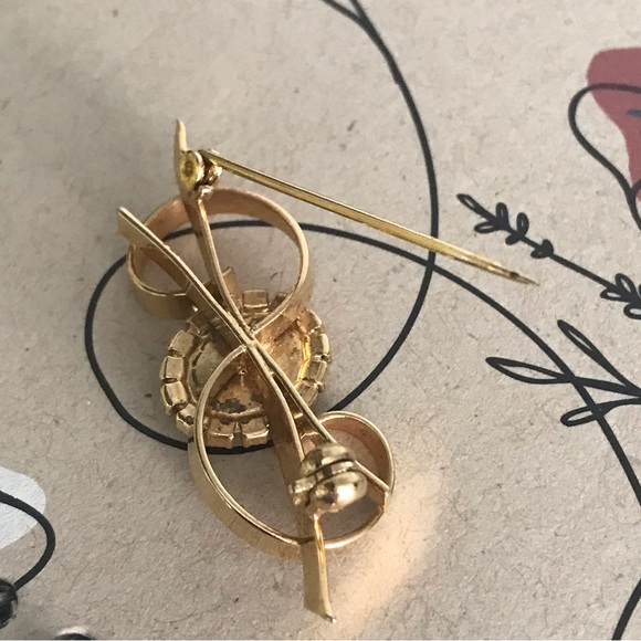 ✨Sold✨Vintage Costume Jewelry Brooch With Blue Faux Stone & Rhinestones - Picture 5 of 9